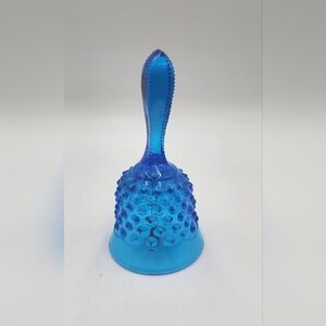 Vintage Fenton  Blue Hobnail Glass Decorative Bell  6” Tall Decor Collectible